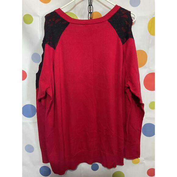 Torrid Size 4 Sweater Cutout Sleeves Red Blk - Picture 9 of 11